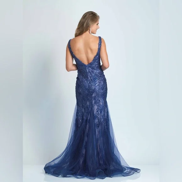 Camille La Vie Beaded Sweetheart Mermaid Dress with Godets Size 8 - Picture 2 of 8